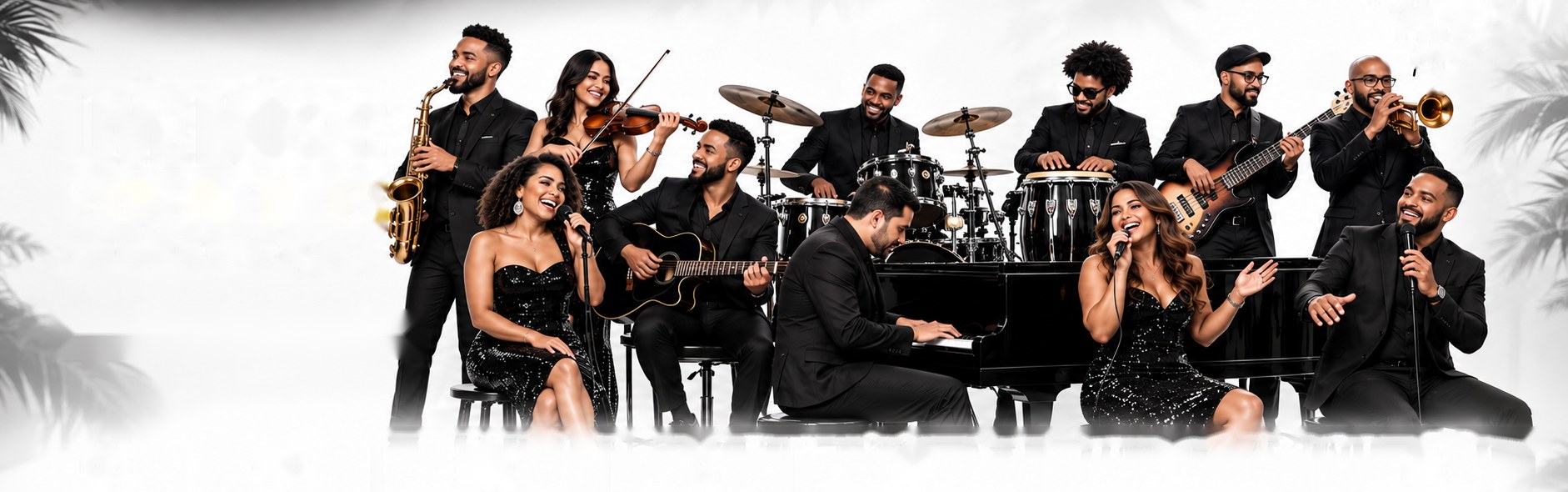 GRUBAND band: saxophone, violin, vocals, guitar, drums, percussion, piano, bass and trumpet